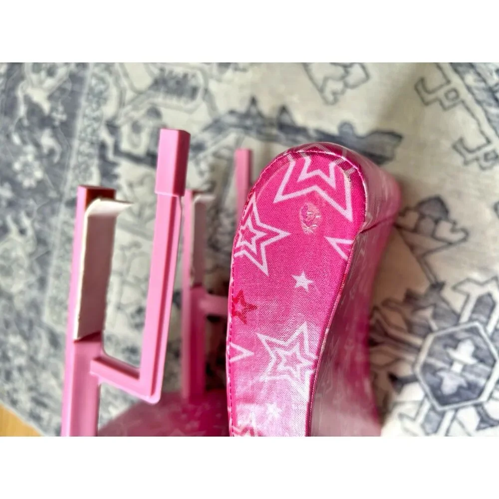 American Girl Bistro Cafe Treat Seat Slip On Doll Booster Chair Pink Stars 2017